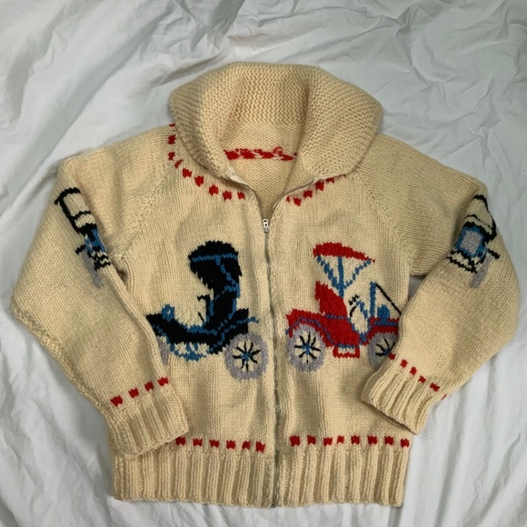 Vintage 100% Wool Cowichan Zip Cardigan - Picture 1 of 8